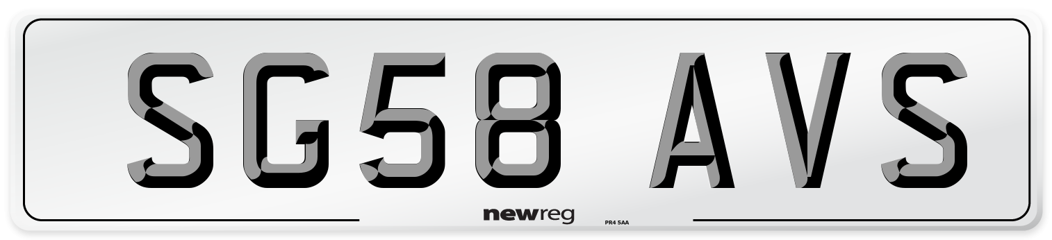 SG58 AVS Number Plate from New Reg